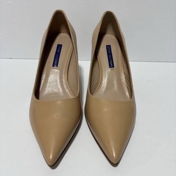 Stuart Weitzman Women’s Laney 75, Tan Block Heel Pumps, Size 7 M - Picture 3 of 6